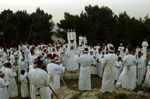 Samaritans celebrate Passover on Mount Jerizim. They maintain ancient Jews once observed Passover this way. Their High Priest says their Torah and that of the Jews are the same, “except for 7,000 errors in the Jewish one.”